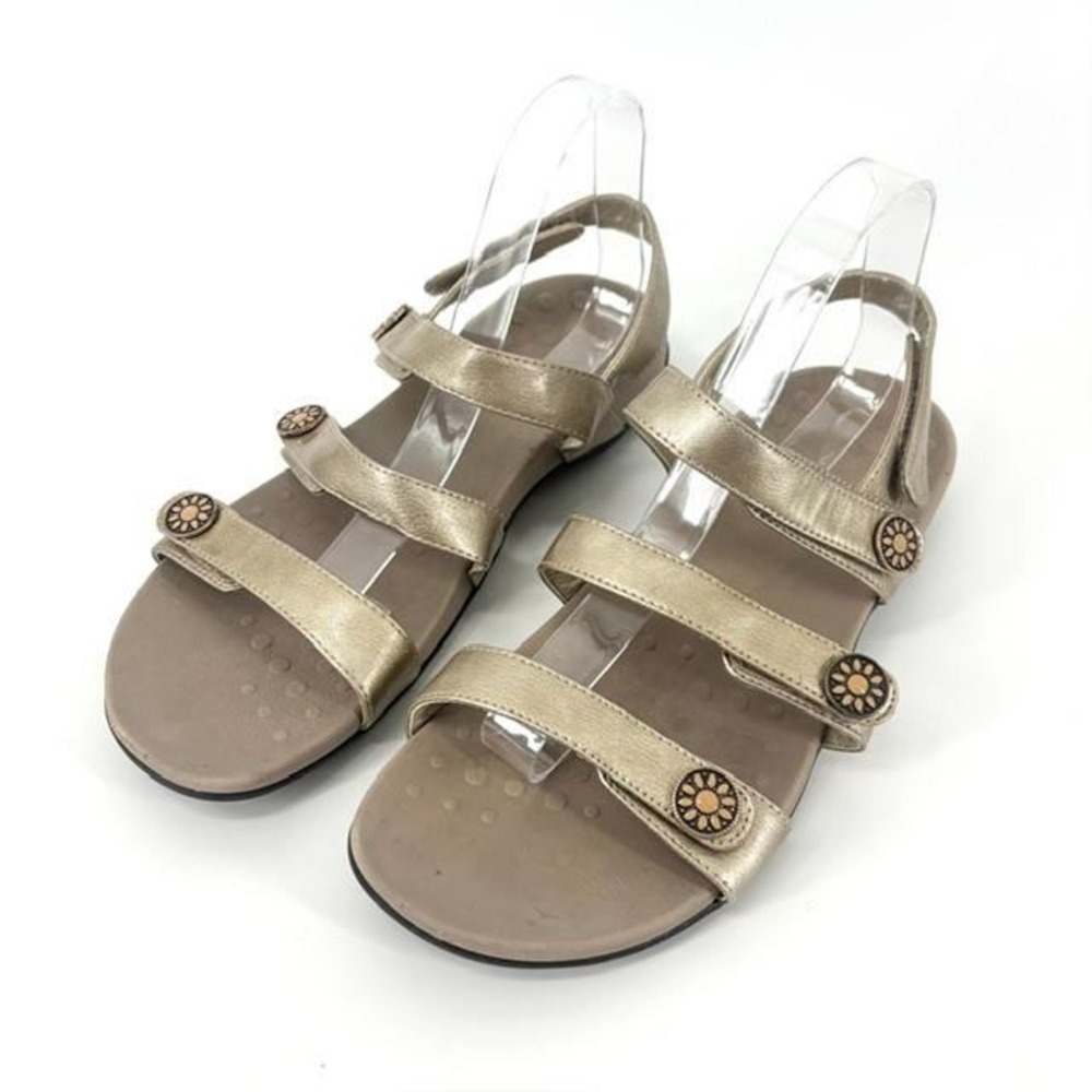 Vionic Cathy Gold Strappy Walking Sandals Size 10 Floral Metallic Spring